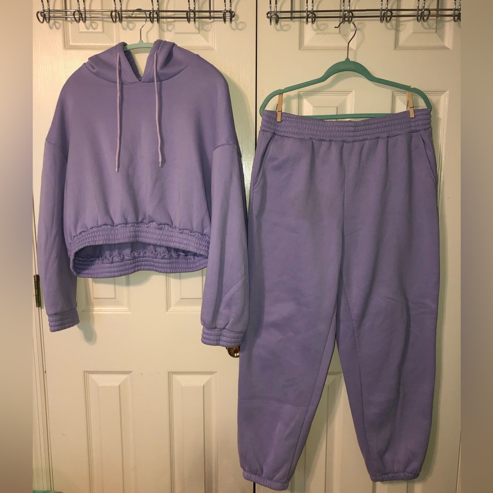 Fashion Nova Hoodie Sweatsuit, Size: XL, Color: Lavender